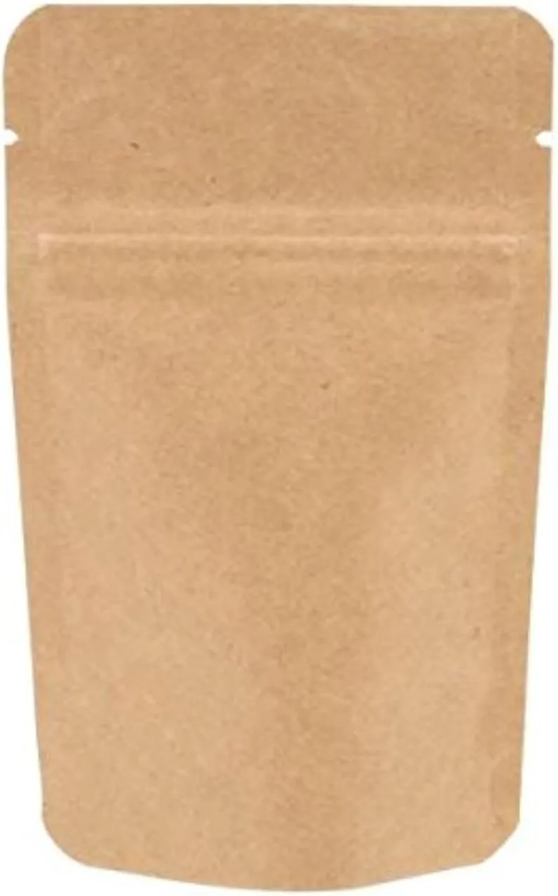 Heavy Duty Kraft Paper Self Standing Resealable Zipper Pouch Bags (1 oz- 16 oz) - FDA and USDA compliant (200, 1 Oz)