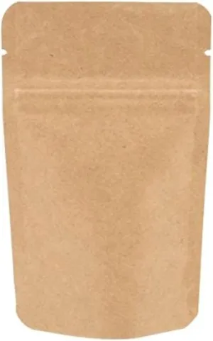 Heavy Duty Kraft Paper Self Standing Resealable Zipper Pouch Bags (1 oz- 16 oz) - FDA and USDA compliant (200, 1 Oz)