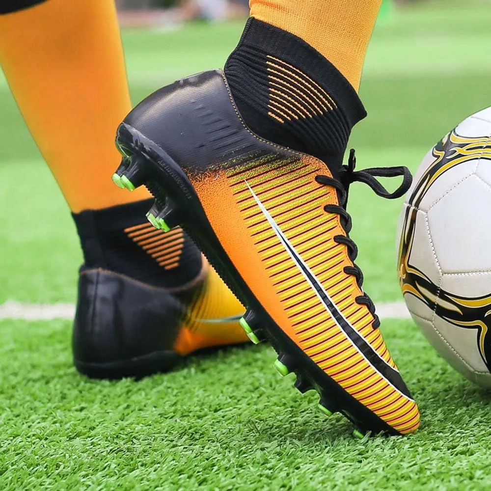 HESBITEUL Soccer Cleats Outdoor for Boys Training: High Top Football Cleats for Firm Ground