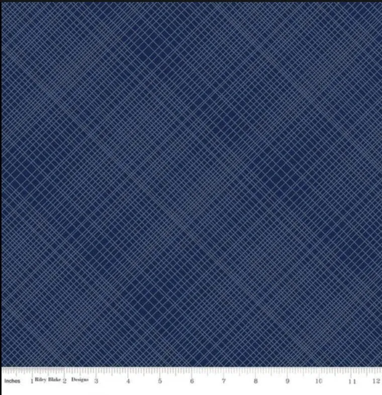 Hey Mister Plaid Collar Navy - LAMINATED Cotton Fabric - Riley Blake