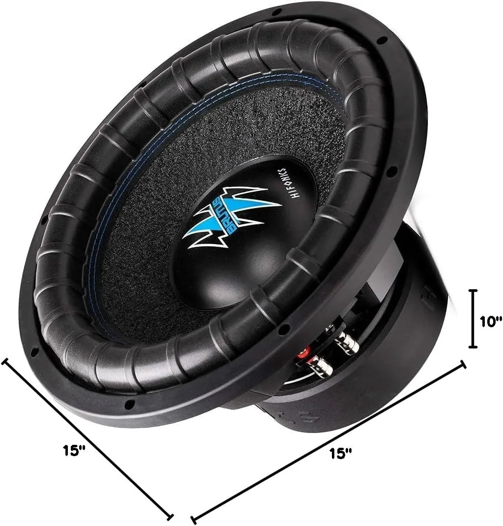 Hifonics 2 x BRW15D2 3000 Watts 15 Inch Brutus Car Audio Subwoofer with Heavy Gauge, Powder Coated, Aluminum Die-Cast Basket, Dual 70 Oz Magnet, 3 Inches Voice Coil - Dual 2 Ohm - 15 in (Pair)