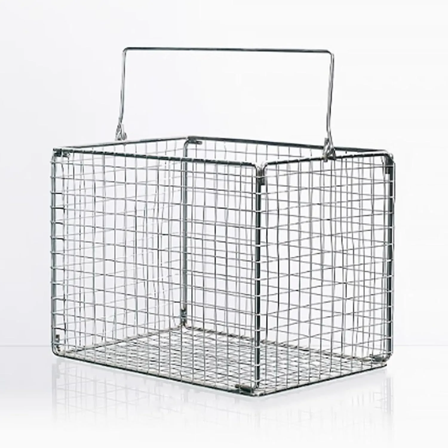 High Temperature Resistant Sterilising Basket with Handle, Sterilisation Basket for Surgical Instruments Square Stainless Steel, Grid Aperture 11.5mm, for Medical and Food Industry(27x18x20cm/10.6x7.1