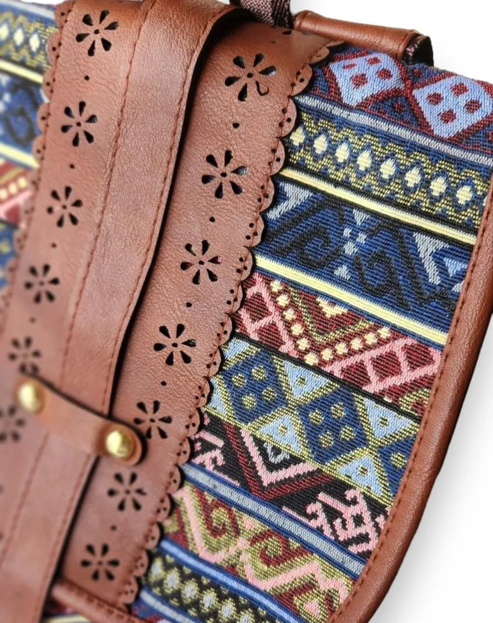 Hippie Canvas Women Backpack Purse- Boho Style Ethnic Drawstring Causal Double Shoulder Vintage Travel Daypack (Landscape), Large