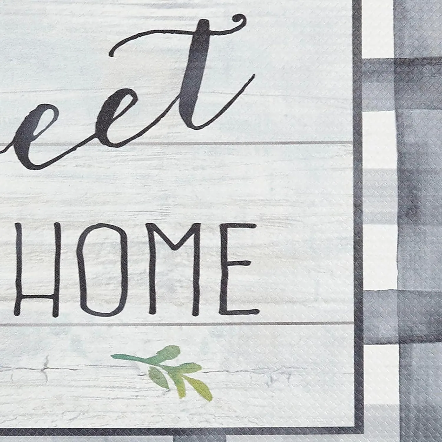 Home Dynamix Cozy Living Home Sweet Home Farmhouse Buffalo Check Border Runner Anti-Fatigue Kitchen Mat, Non-Slip Floor Mat, Padded Standing Desk Mat, Grey/Green, 17.5"x55"