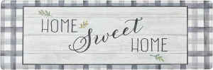Home Dynamix Cozy Living Home Sweet Home Farmhouse Buffalo Check Border Runner Anti-Fatigue Kitchen Mat, Non-Slip Floor Mat, Padded Standing Desk Mat, Grey/Green, 17.5"x55"