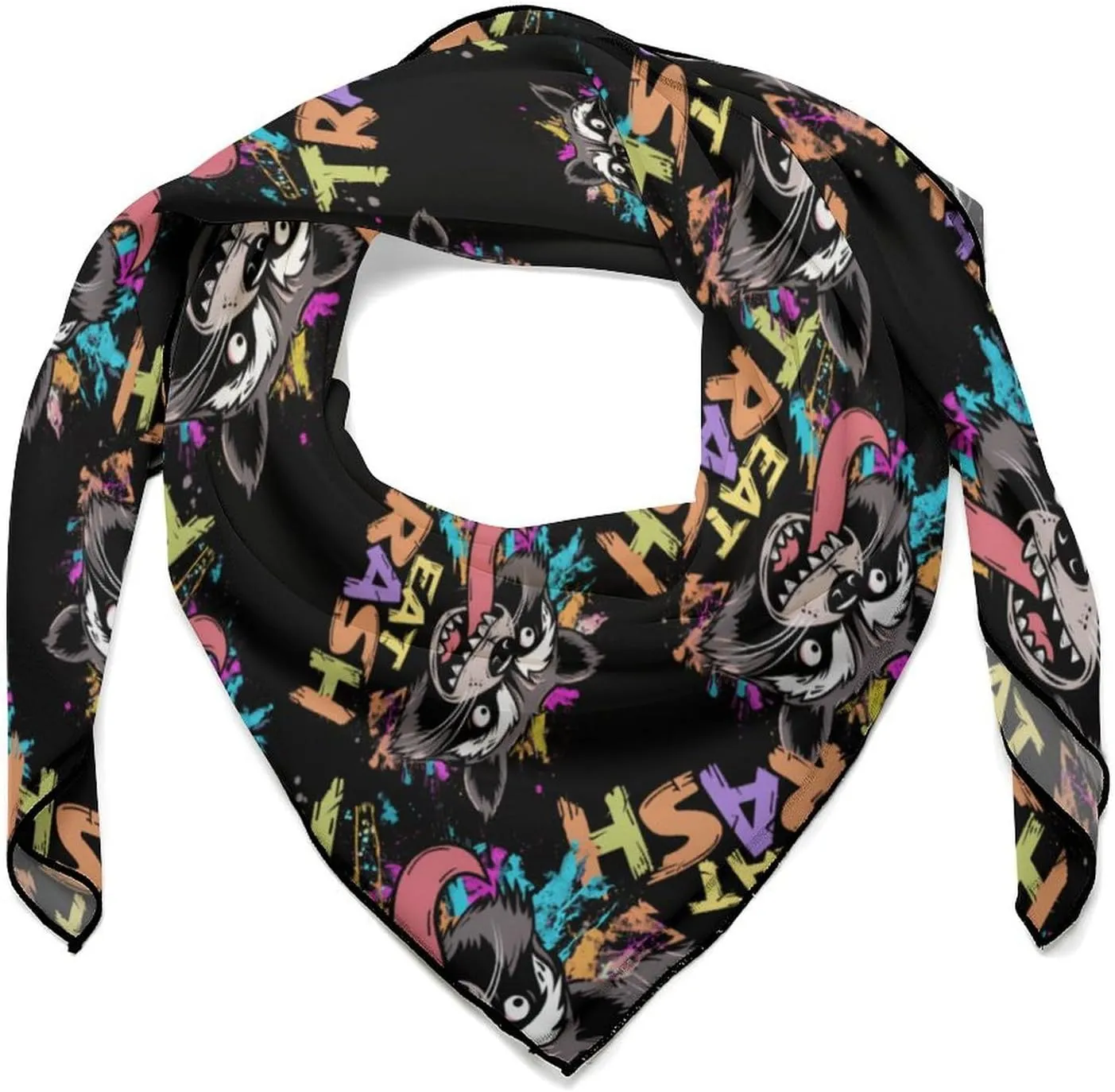 Hooligan Raccoon Eat Garbage Head Scarf for Women's Hair Bandana Square Neck Scarf Lightweight Shawl Wrap
