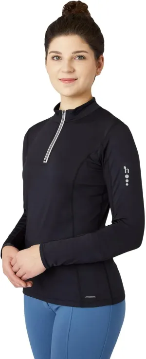 HORZE Lucy Womens Long Sleeved Half Zip Ventilated Shirt - Dark Navy - 10