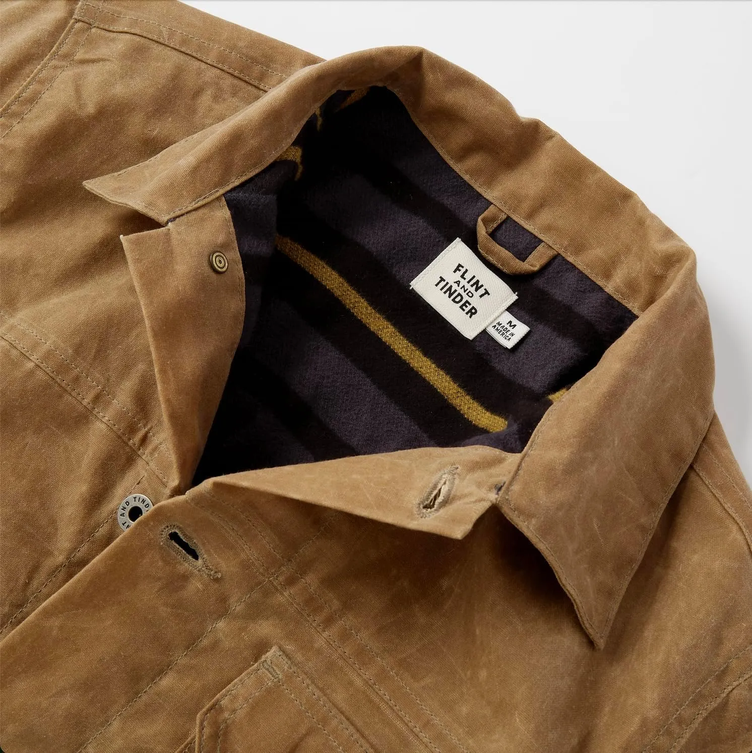 Huckberry Flint and Tinder Men's Flannel-Lined Waxed Trucker Jacket, Water & Weather Resistant Mens Jacket