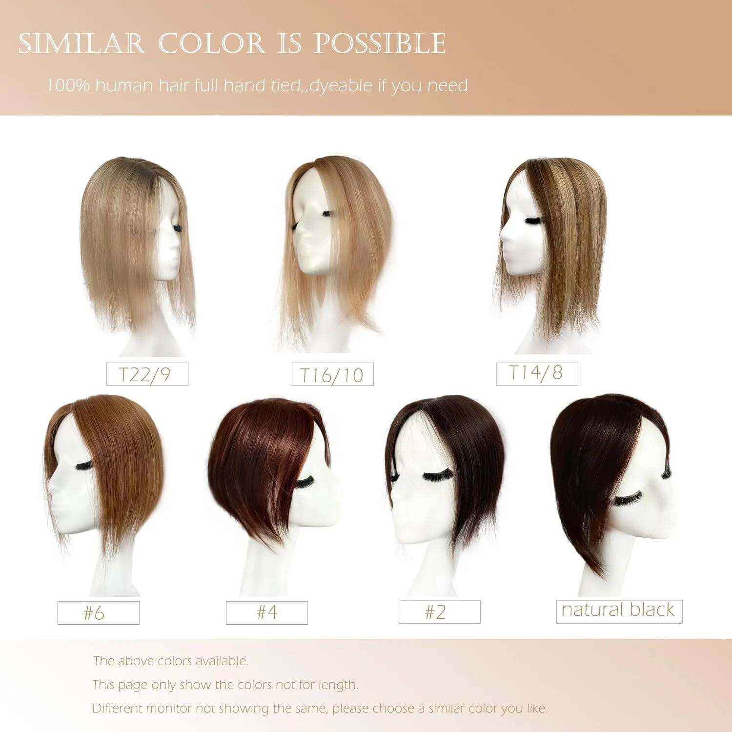 Human Hair Topper for Women, Crown Coverage Straight Hair Piece 5 * 5.5 Cap Size, Full Hand Tied Real Looks (8 Inch, 6# Light brown)