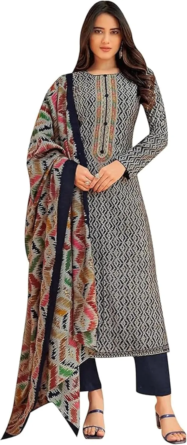 Indian Ceremony Ready To Wear Shalwar Kameez Suits Pakistami Palazzo Pant Dress (US, Numeric, 60, Regular, Regular, Blue)