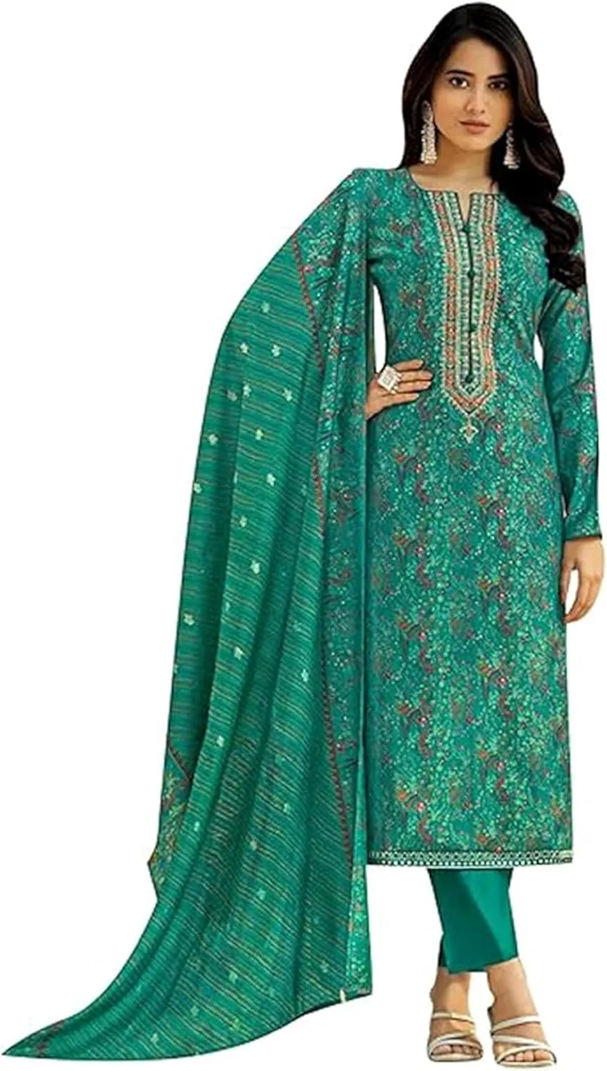 Indian Ceremony Ready To Wear Shalwar Kameez Suits Pakistami Palazzo Pant Dress (US, Numeric, 60, Regular, Regular, Rama Green)
