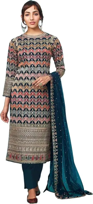 Indian Pakistani Sewn Embroidery Work Shalwar Kameez Ethnic Party Wear Pant Suits