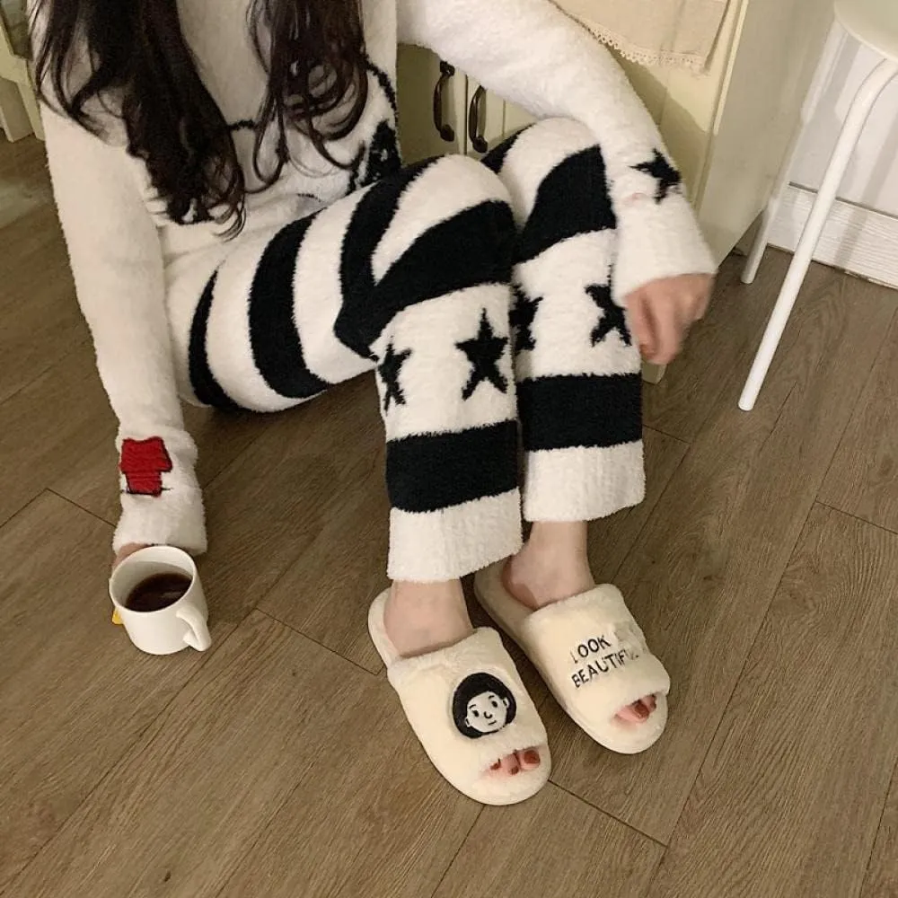 Indoor Outdoor Shoes,Plush Warm Maternity Shoes, Non-Slip Postpartum Confinement Shoes-A_36-37,Hardwearing Sole
