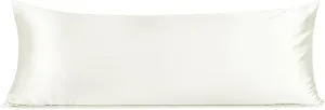 INFIIXSO Body Pillow Cover with Zipper, Luxury Mulberry Silk Body Pillow Case 20x54 Inches, Ultra Smooth and Soft Cooling Long Pillowcase, Gift for Women, Men(Cream)