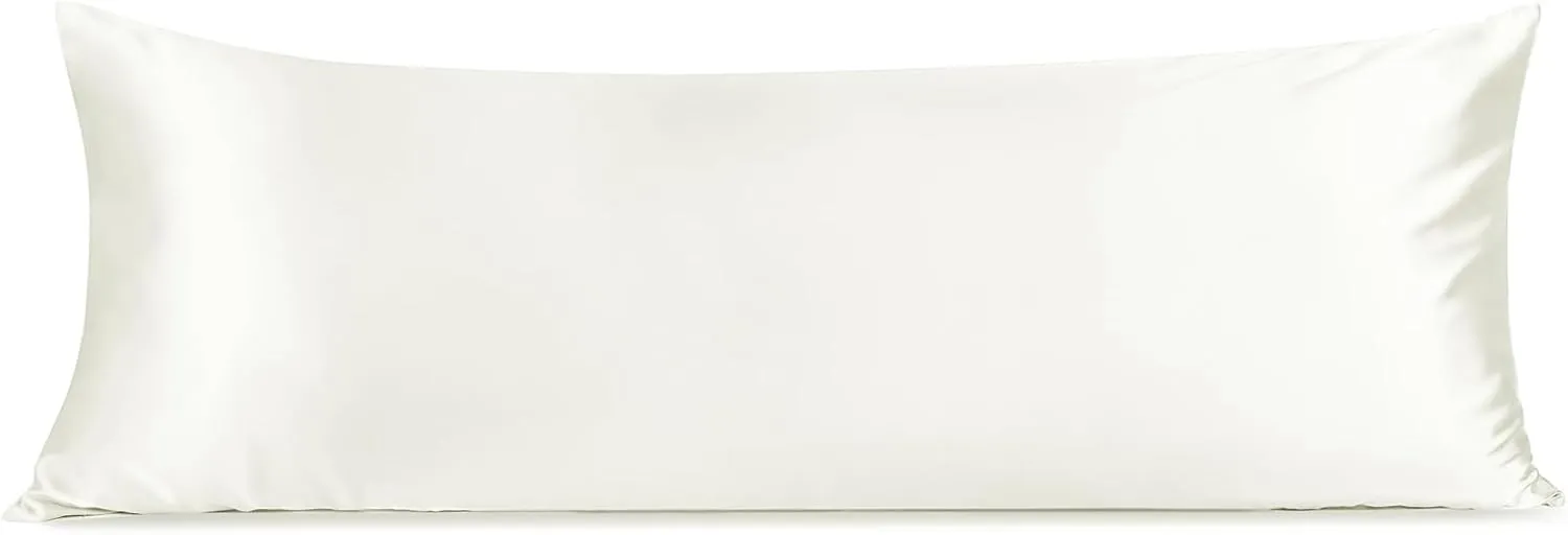 INFIIXSO Body Pillow Cover with Zipper, Luxury Mulberry Silk Body Pillow Case 20x54 Inches, Ultra Smooth and Soft Cooling Long Pillowcase, Gift for Women, Men(Cream)