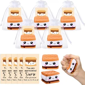 Inspirational Stress Smore Balls for Employee Realistic Food Relief Toys with Thank You Cards with Organza Bags Appreciation Gifts Bulk for Cna Week Volunteer Students Teacher Nurse(10 Sets)