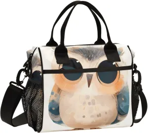 Insulated Lunch Bag Women - Sunlit Glow Cute Owl Lunch Box for Men, Leak Resistant, Adjustable Shoulder Strap, Durability Nylon, for Work, Travel, Outdoor Activities