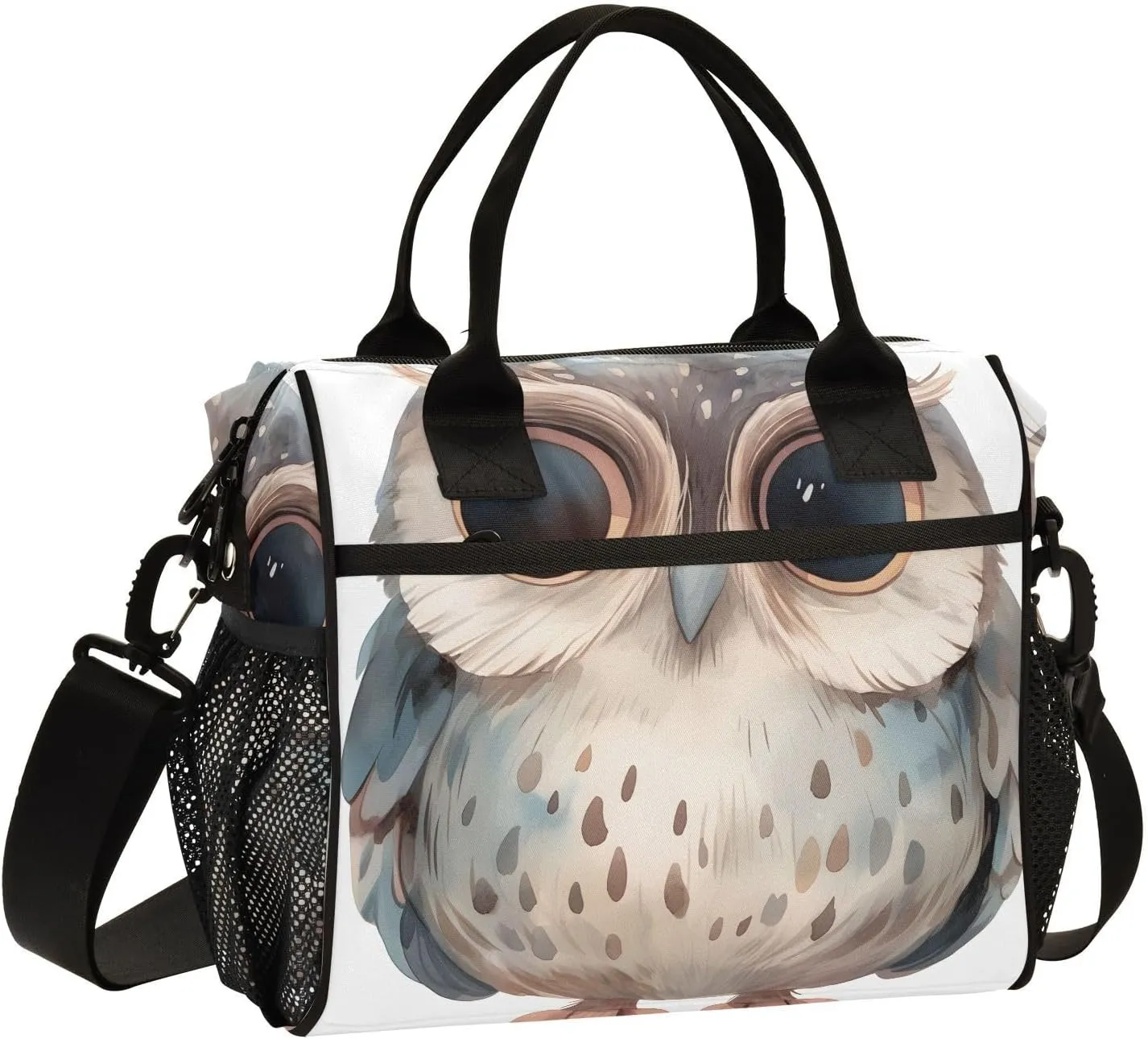 Insulated Lunch Bag Women - Sunlit Rays Cute Owl Lunch Box for Men, Leak Resistant, Adjustable Shoulder Strap, Durability Nylon, for Work, Travel, Outdoor Activities