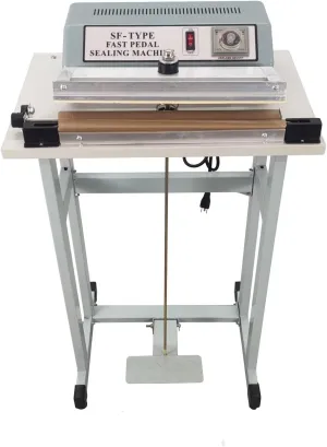 INTBUYING 110V Foot-pedal Sealing Machine with cutter Foot-pedal Sealer 3mm/0.6mm Sealing Width Fast Sealing Machine for Plastic Bag