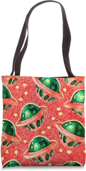 Intergalactic Exploration Cool Watercolor Odyssey Collage Tote Bag