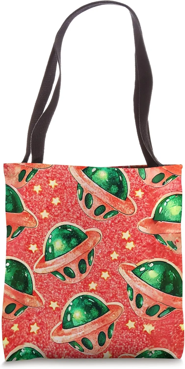Intergalactic Exploration Cool Watercolor Odyssey Collage Tote Bag