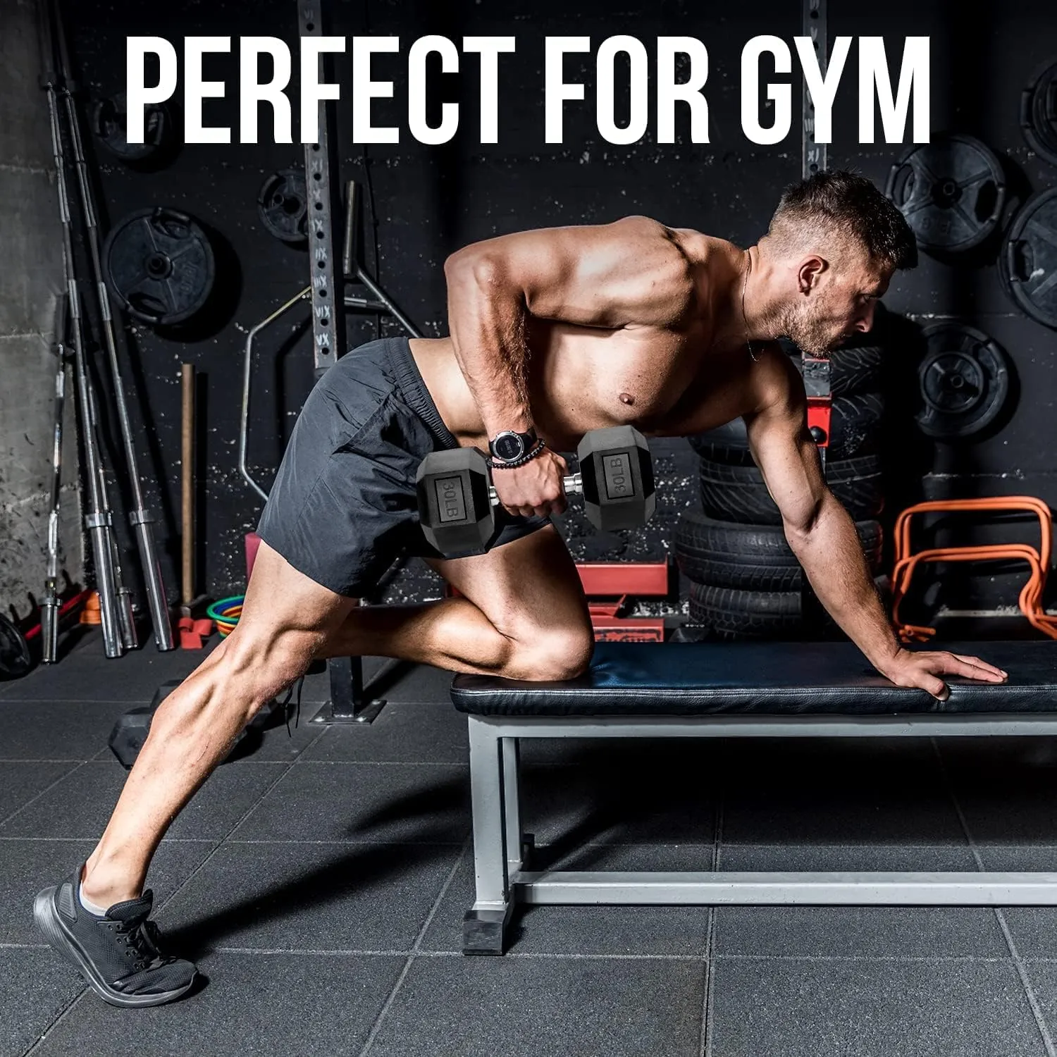 Iron Crush Hex Dumbbells - Heavy Duty PVC Coated Weights, Chrome-Plated Knurled Handles - Workout, Exercise, Lifting, Body Building Home Gym Training Gear - 3 Lb to 50Lb Options - Sold in Pairs
