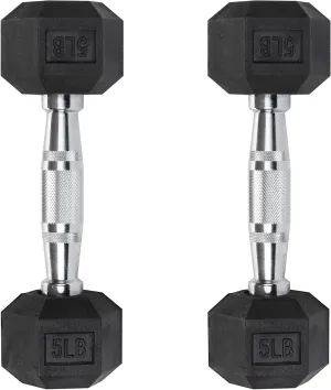 Iron Crush Hex Dumbbells - Heavy Duty PVC Coated Weights, Chrome-Plated Knurled Handles - Workout, Exercise, Lifting, Body Building Home Gym Training Gear - 3 Lb to 50Lb Options - Sold in Pairs