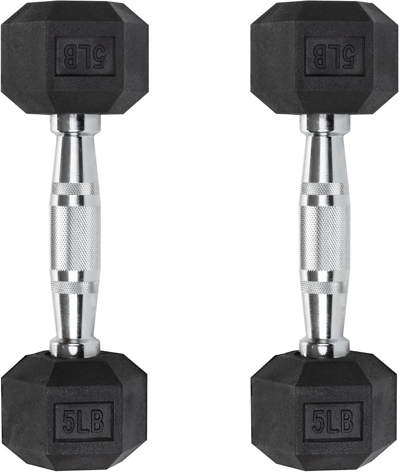 Iron Crush Hex Dumbbells - Heavy Duty PVC Coated Weights, Chrome-Plated Knurled Handles - Workout, Exercise, Lifting, Body Building Home Gym Training Gear - 3 Lb to 50Lb Options - Sold in Pairs
