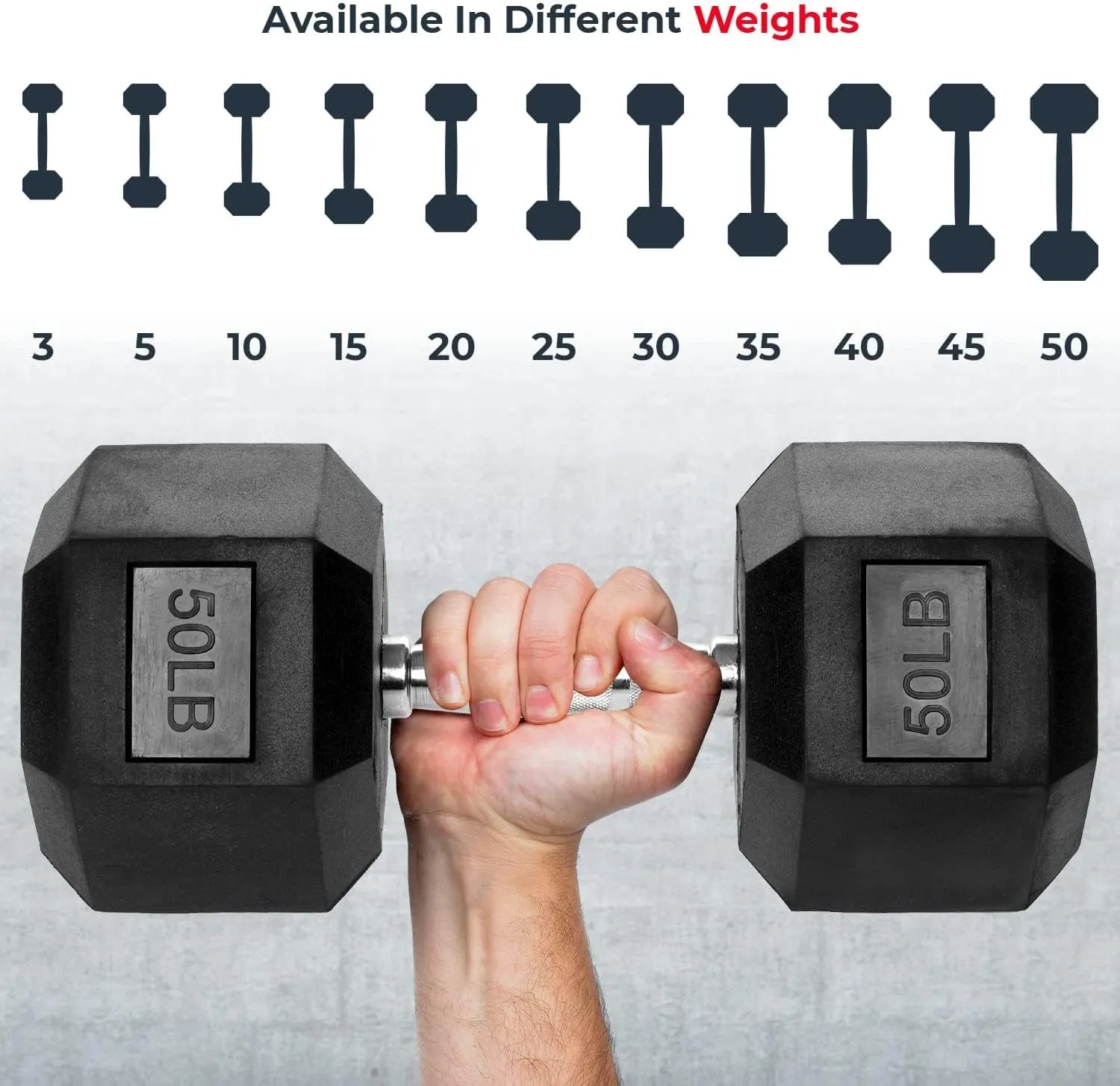 Iron Crush Hex Dumbbells - Heavy Duty PVC Coated Weights, Chrome-Plated Knurled Handles - Workout, Exercise, Lifting, Body Building Home Gym Training Gear - 3 Lb to 50Lb Options - Sold in Pairs