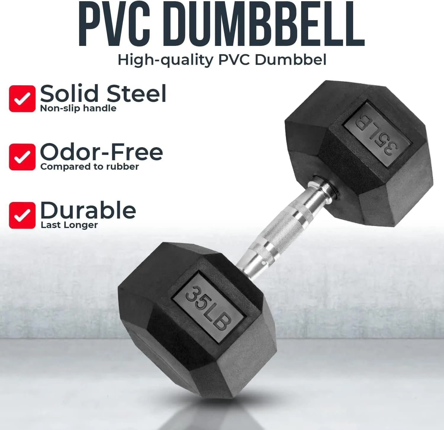 Iron Crush Hex Dumbbells - Heavy Duty PVC Coated Weights, Chrome-Plated Knurled Handles - Workout, Exercise, Lifting, Body Building Home Gym Training Gear - 3 Lb to 50Lb Options - Sold in Pairs