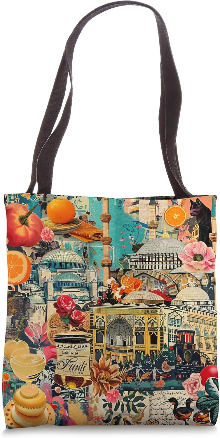 Istanbul Collage Culture Cuisine and Architecture Tote Bag
