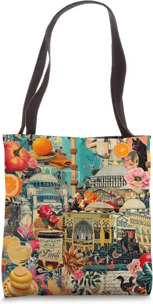 Istanbul Collage Culture Cuisine and Architecture Tote Bag