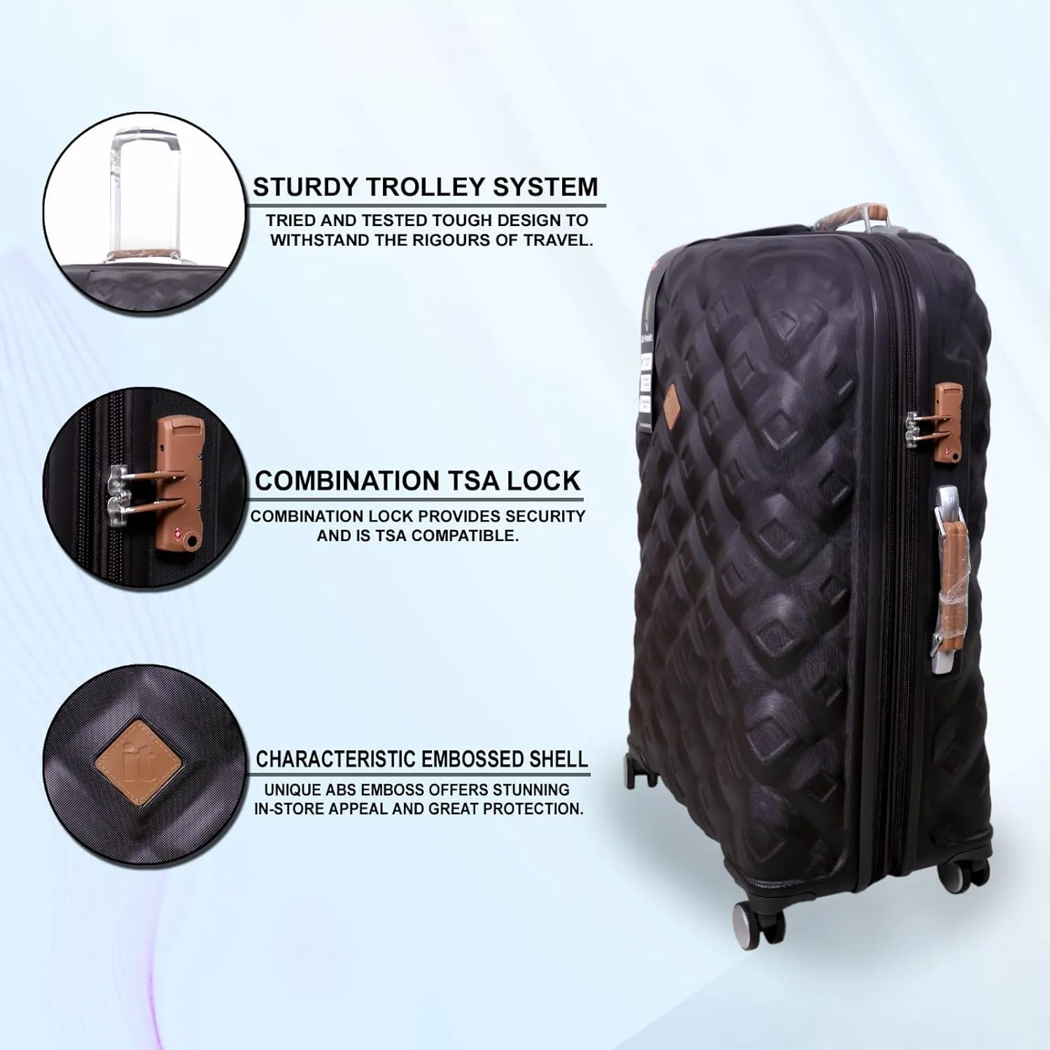 it luggage- Embellish-Brown-Combo-Medium & Small-24 & 20 inches Hardsided Expandable 8 Wheel Trolley Bag with TSA Lock & Wet Pouch Inside