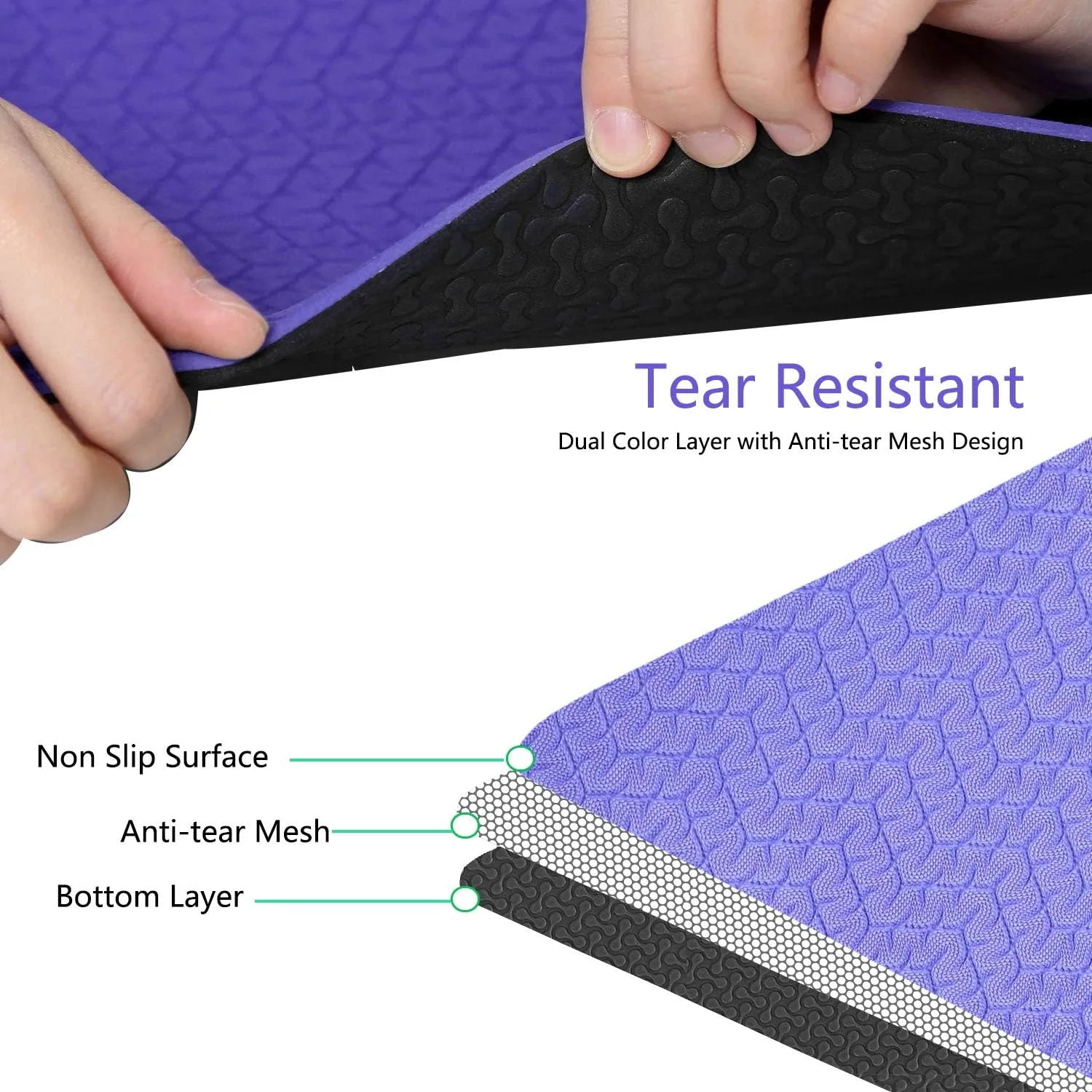IUGA Yoga Mat Non Slip Anti-tear Yoga Mats Eco Friendly Hot Yoga Mat Thick Workout & Exercise Mat for Yoga, Pilates and Fitness (72"x 24"x 6mm)