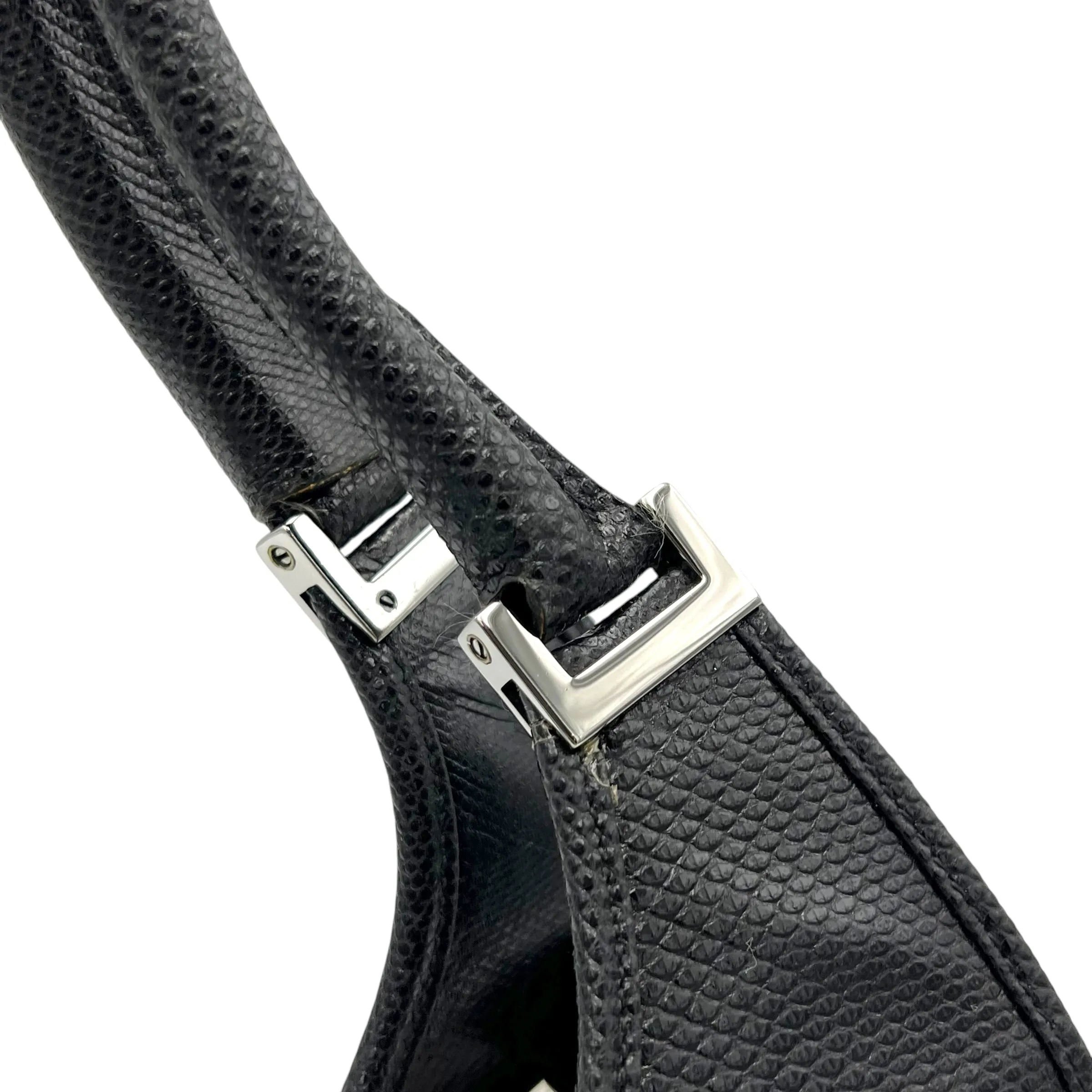 Jackie 1961 Shoulder Bag Black in Python Embossed Calfskin, Silver hardware