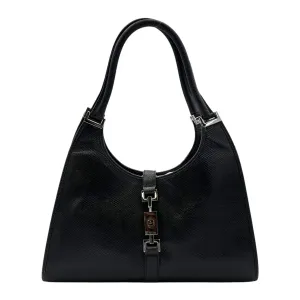 Jackie 1961 Shoulder Bag Black in Python Embossed Calfskin, Silver hardware