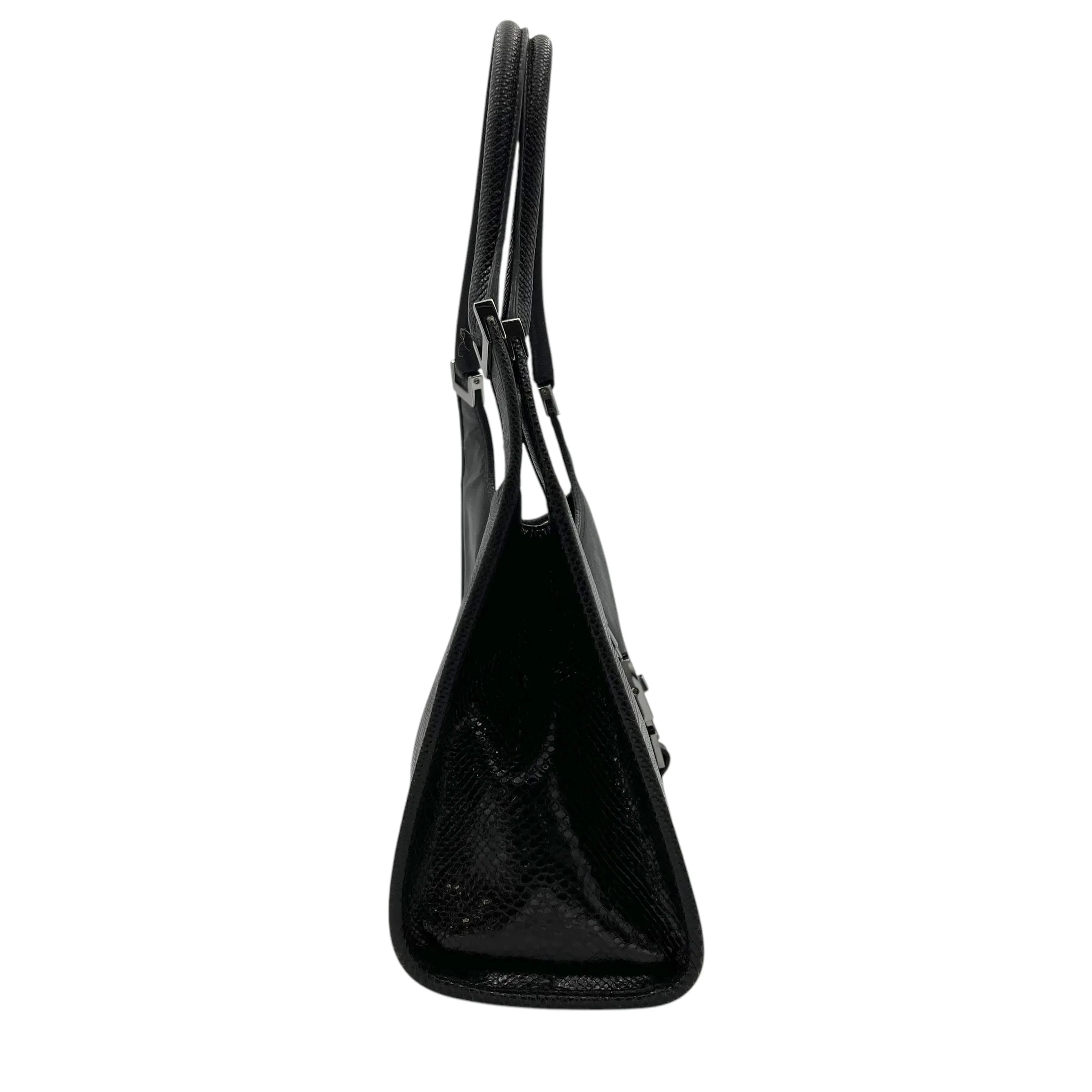 Jackie 1961 Shoulder Bag Black in Python Embossed Calfskin, Silver hardware