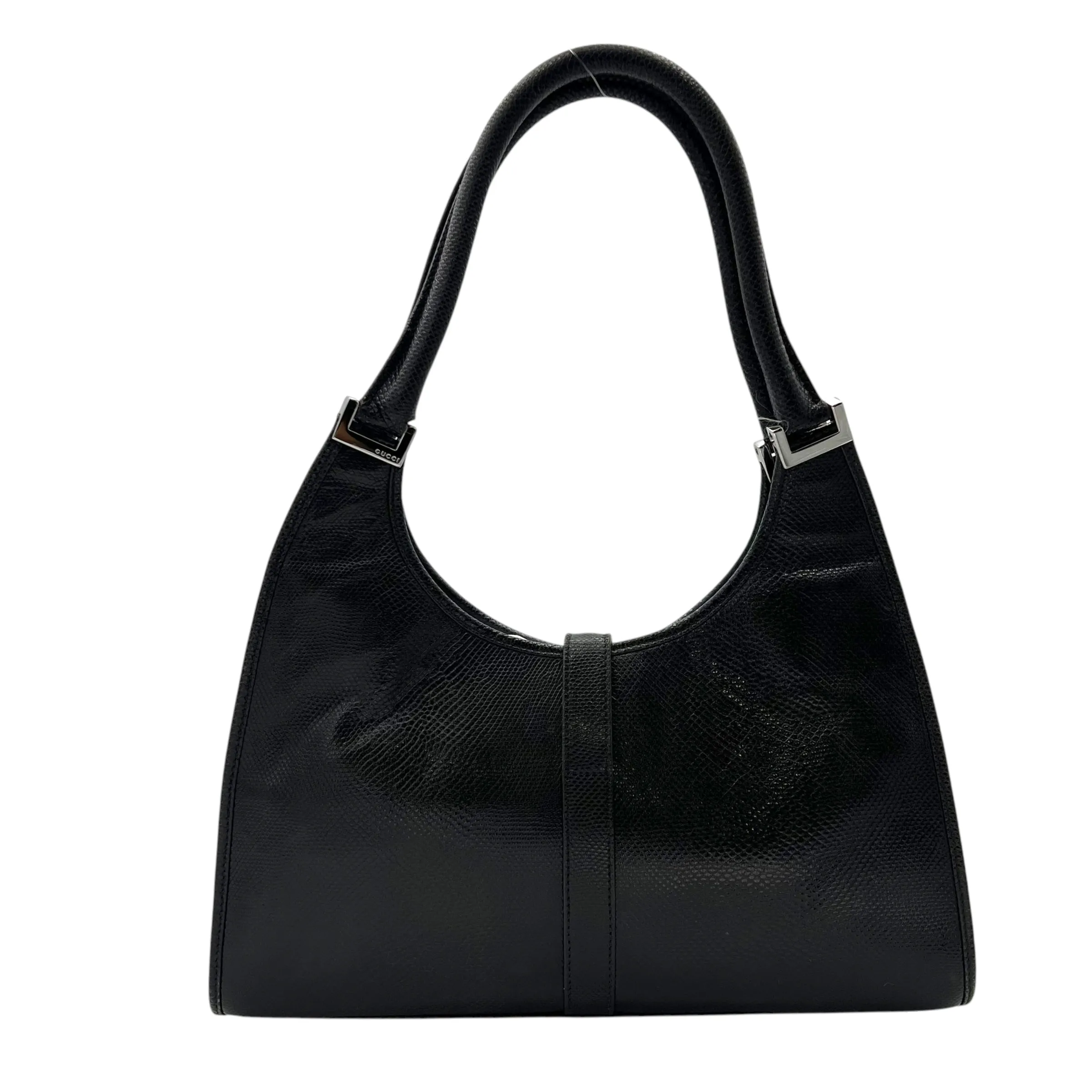 Jackie 1961 Shoulder Bag Black in Python Embossed Calfskin, Silver hardware