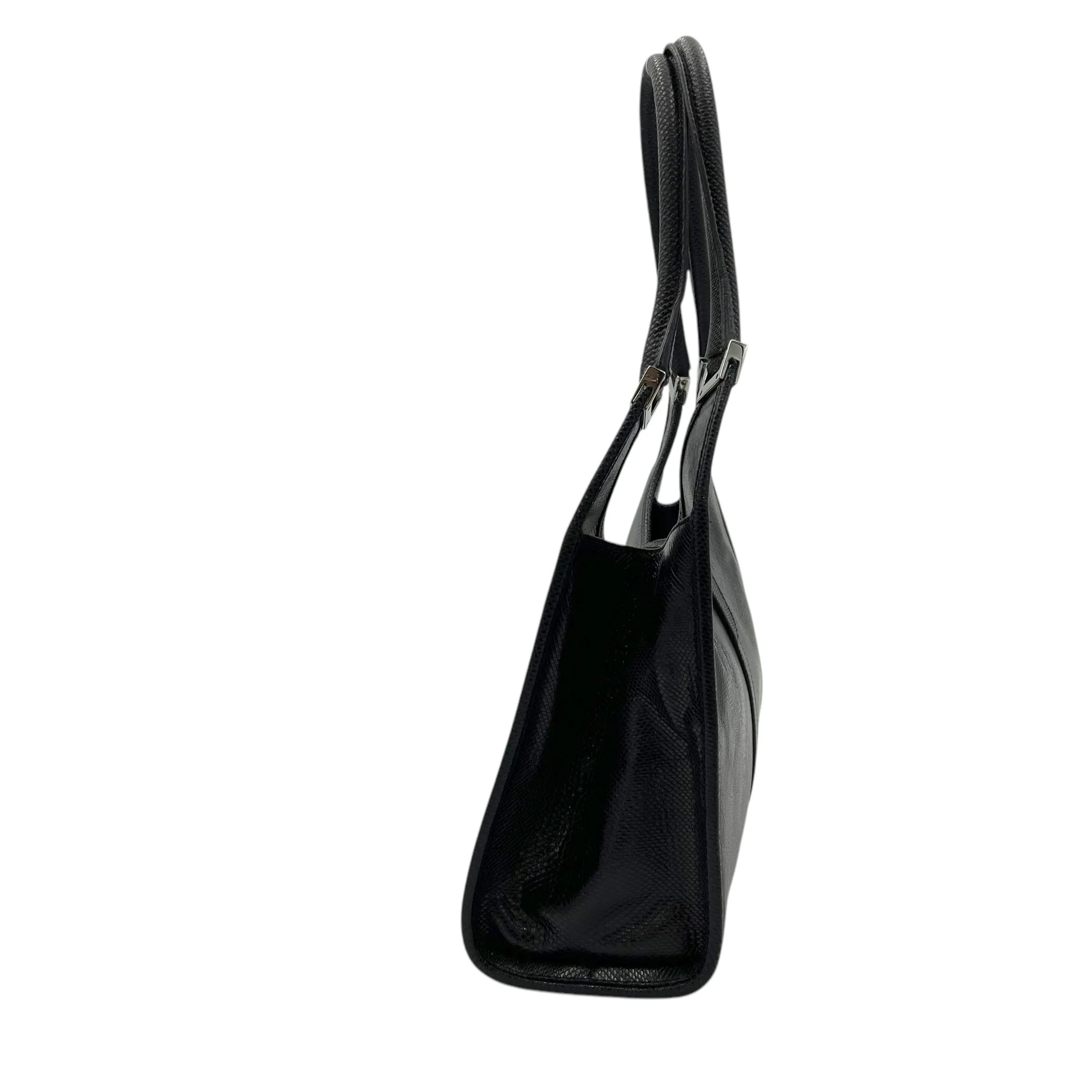 Jackie 1961 Shoulder Bag Black in Python Embossed Calfskin, Silver hardware
