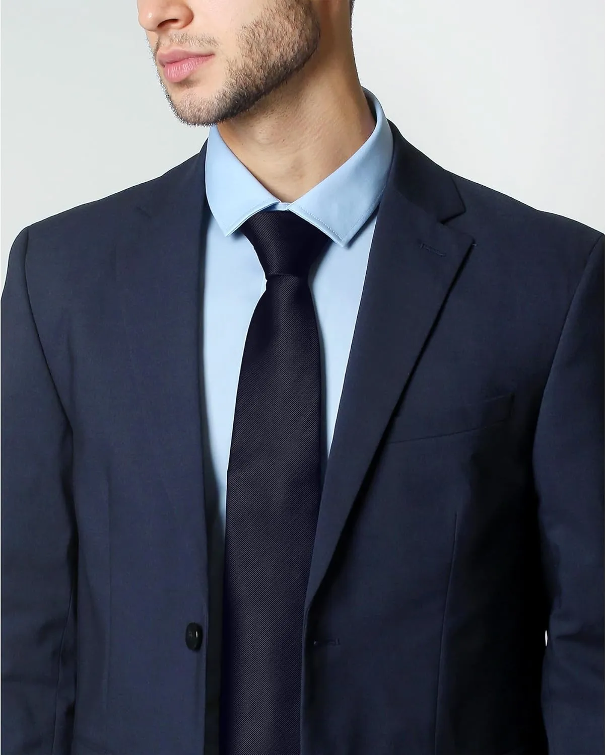 Jacob Alexander Men's Silk Blend Solid Color Regular Length Classic Neck Tie