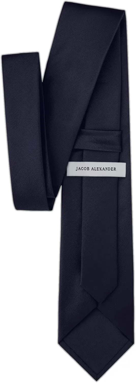 Jacob Alexander Men's Silk Blend Solid Color Regular Length Classic Neck Tie