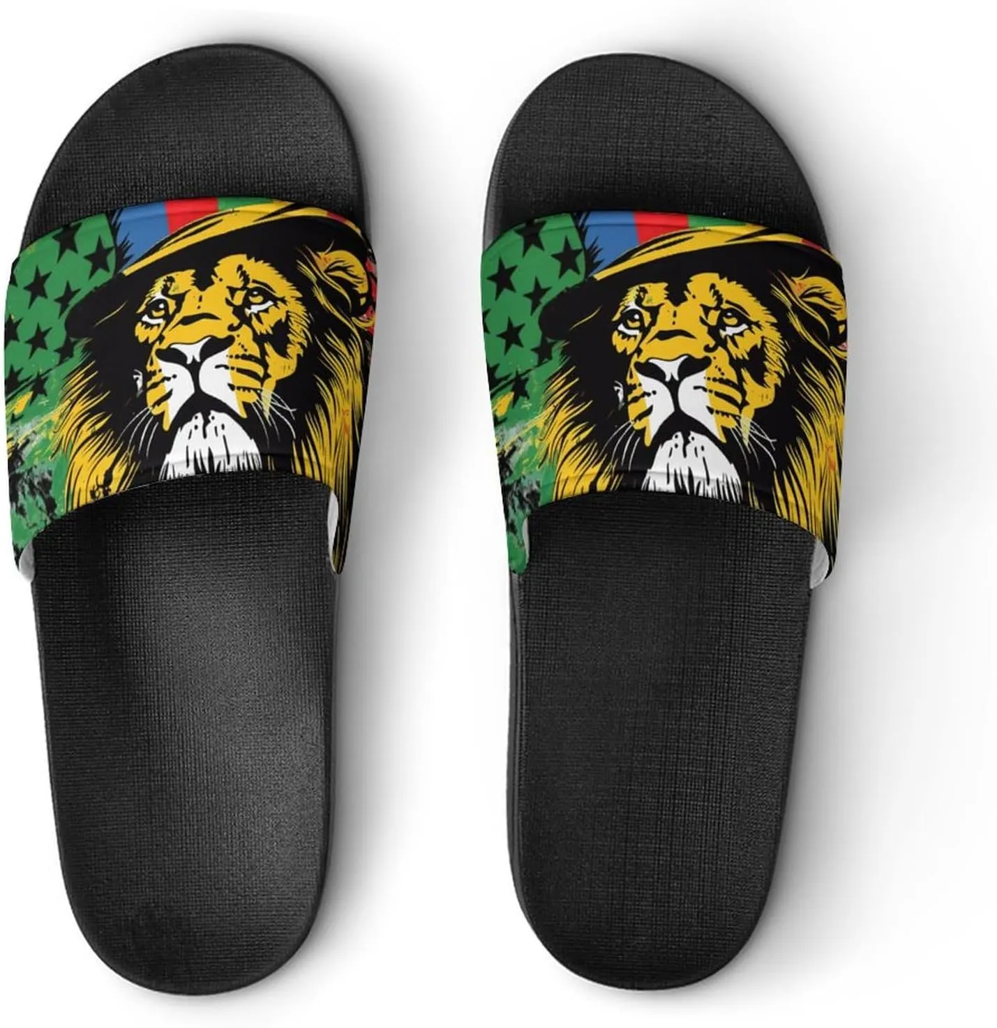 Jamaica Lion U.S. Flag House Sandals Non-Slip Bathroom Slippers Beach Summer Shoes for Men Women