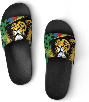 Jamaica Lion U.S. Flag House Sandals Non-Slip Bathroom Slippers Beach Summer Shoes for Men Women