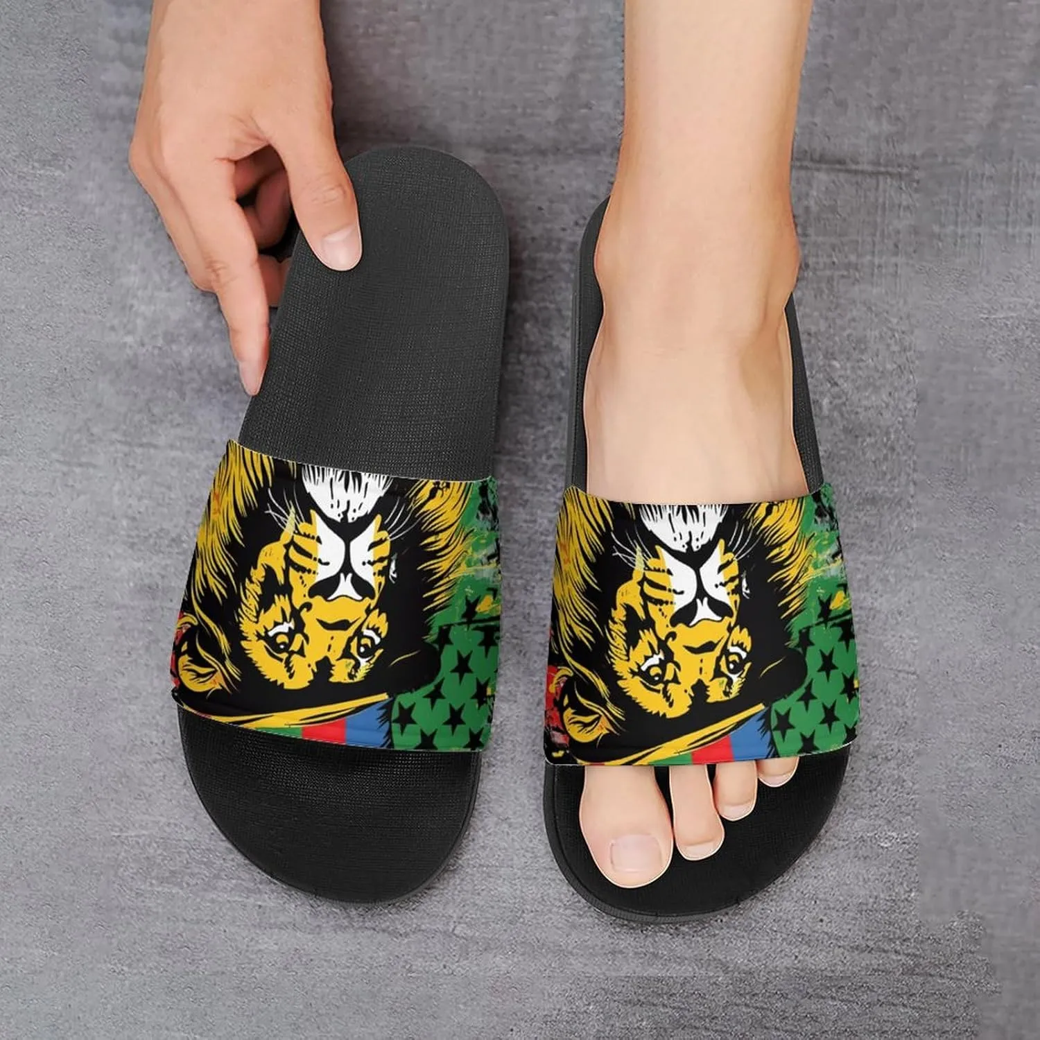 Jamaica Lion U.S. Flag House Sandals Non-Slip Bathroom Slippers Beach Summer Shoes for Men Women
