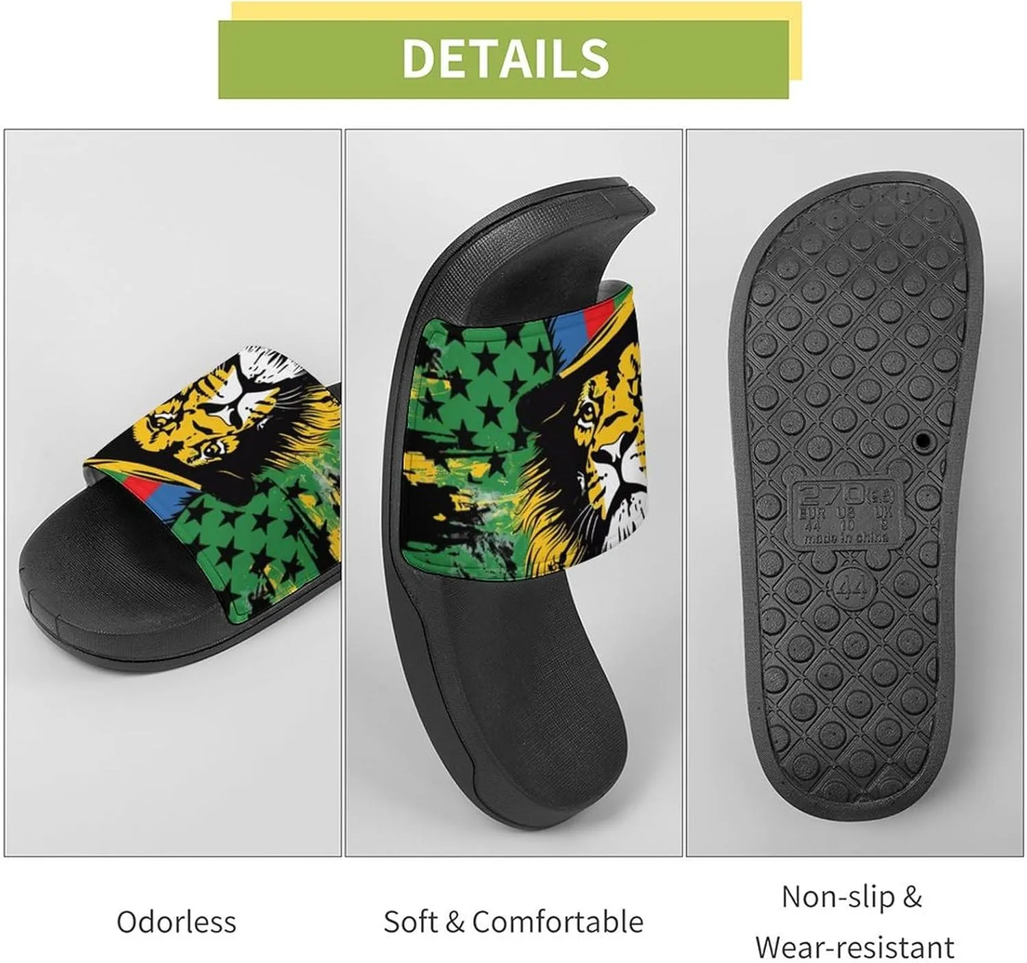 Jamaica Lion U.S. Flag House Sandals Non-Slip Bathroom Slippers Beach Summer Shoes for Men Women