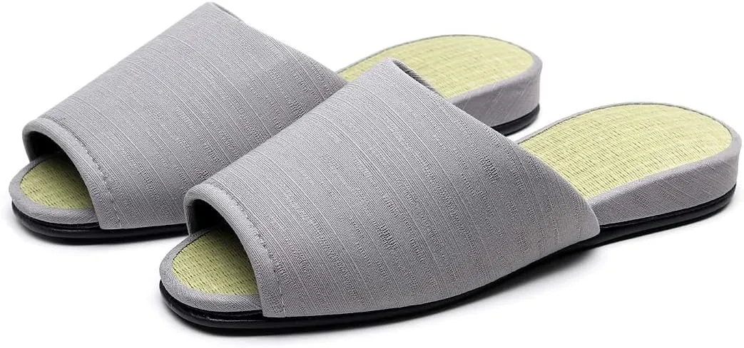 Japanese house tatami slippers Women Mens Unisex Indoor Shoes Non-Slip men womens slippers japan bridesmaid gifts bride gifts (Gray, US Footwear Size System, Adult, Women, Alpha, Medium, Medium)