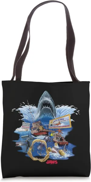 Jaws Poster Collage Tote Bag