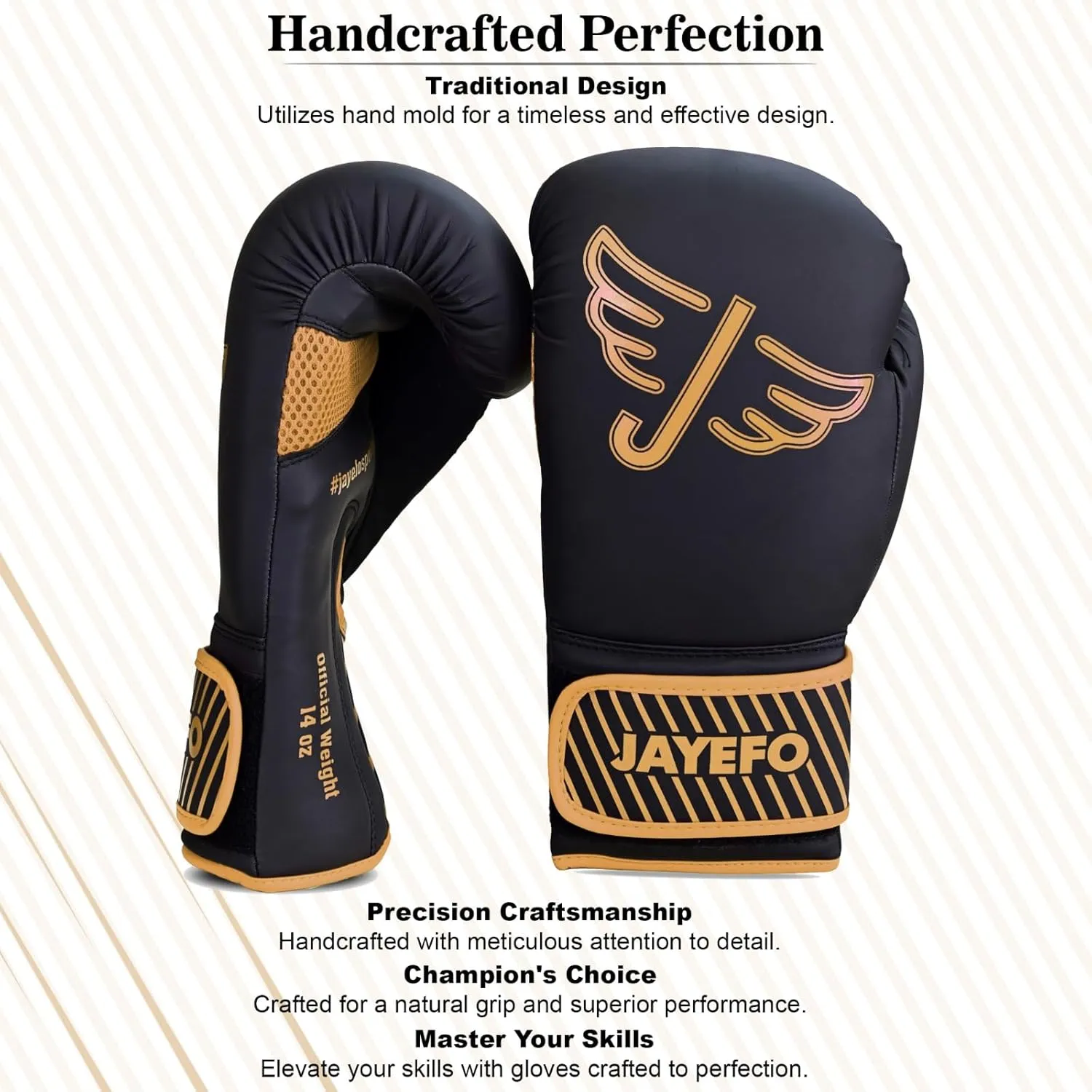 Jayefo R-58 Boxing Gloves | Unisex Pro Training for Kickboxing, MMA, Muay Thai | Heavy Punching Bag Gloves, Focus Pad Mitts | Ventilated Palm