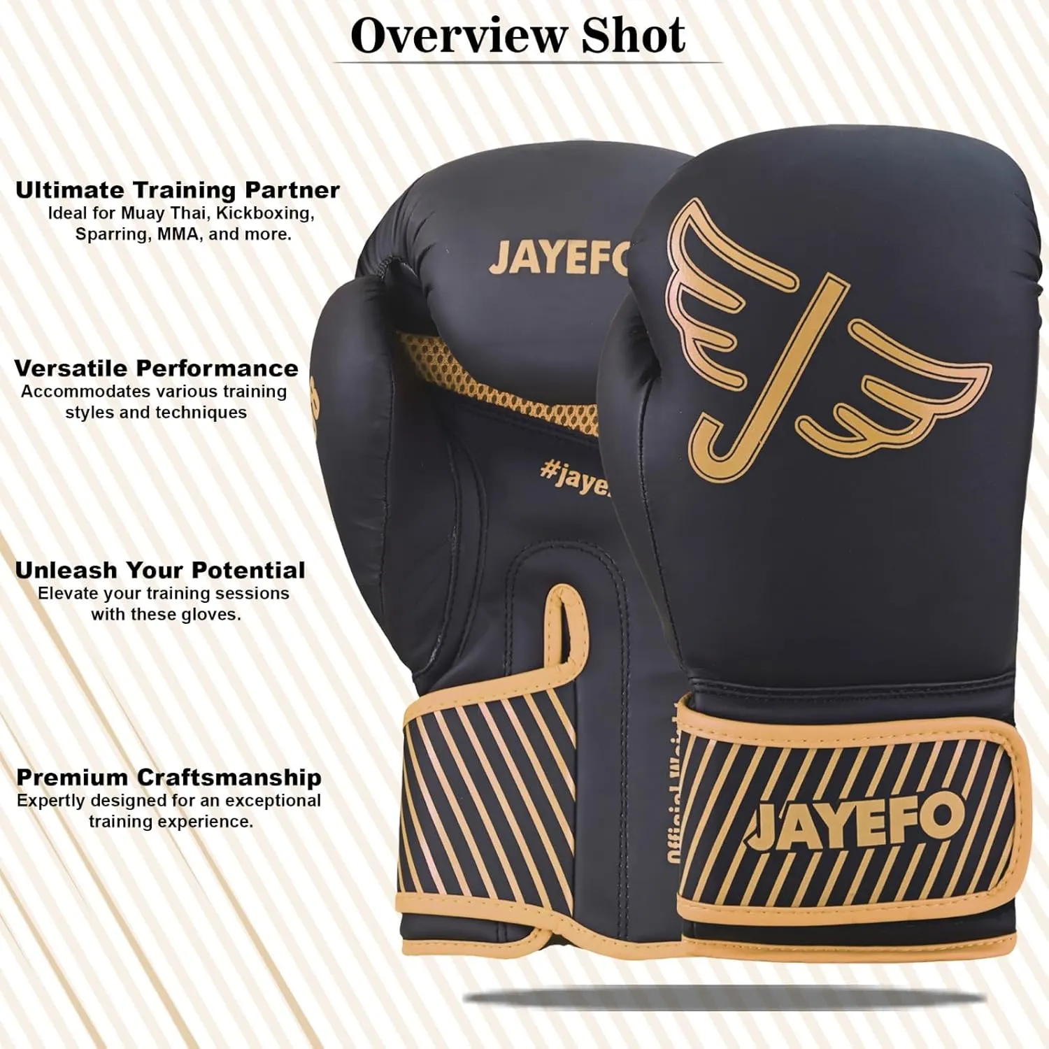 Jayefo R-58 Boxing Gloves | Unisex Pro Training for Kickboxing, MMA, Muay Thai | Heavy Punching Bag Gloves, Focus Pad Mitts | Ventilated Palm