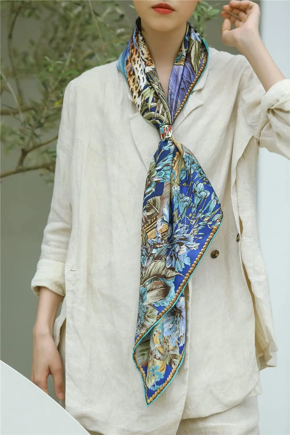 Jeelow 100 Real Mulberry Silk Scarfs 35x35 Or 25x25 Inch Square Shawl Wrap For Women Hair Wrapping